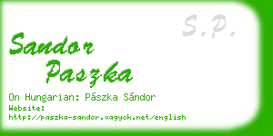 sandor paszka business card